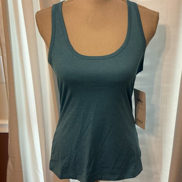 ALO Yoga Tops - Alo Yoga Mika Tank Top Back Track M Heather Blue New NWT